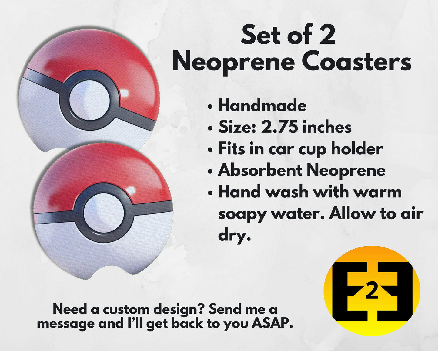 Pokemon Poke ball car coasters set of 2