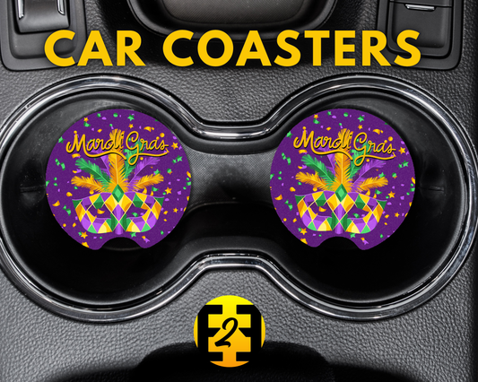 Mardi Gras Mask - Car Coasters