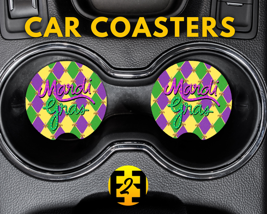 Mardi Gras Harlequin - Car Coasters