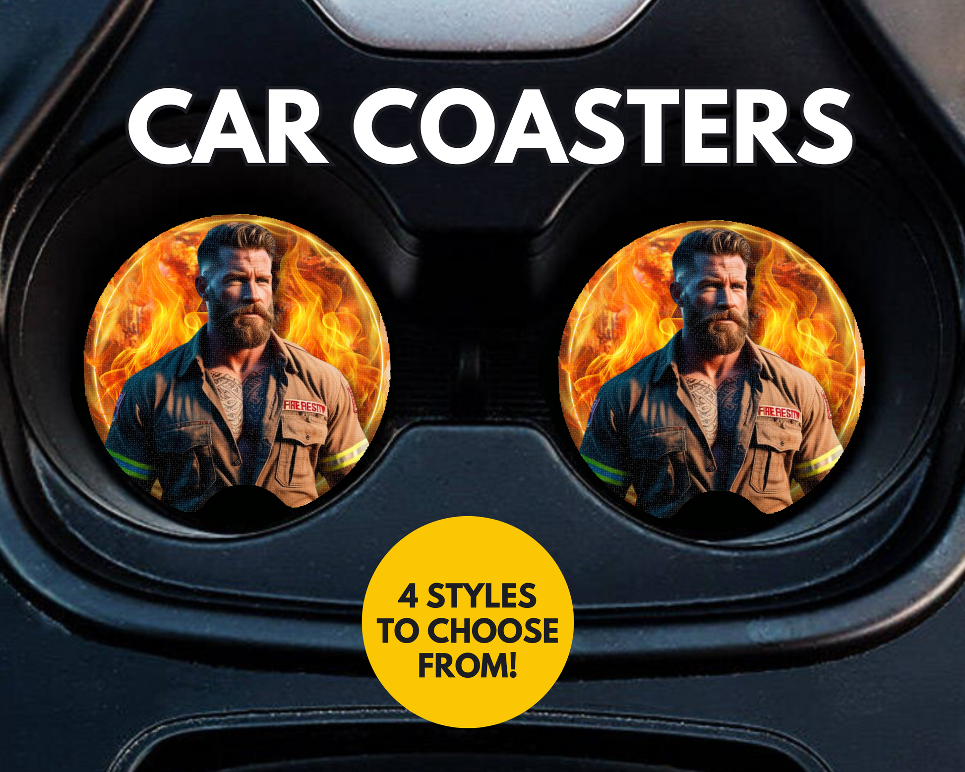 Sexy fireman car coasters