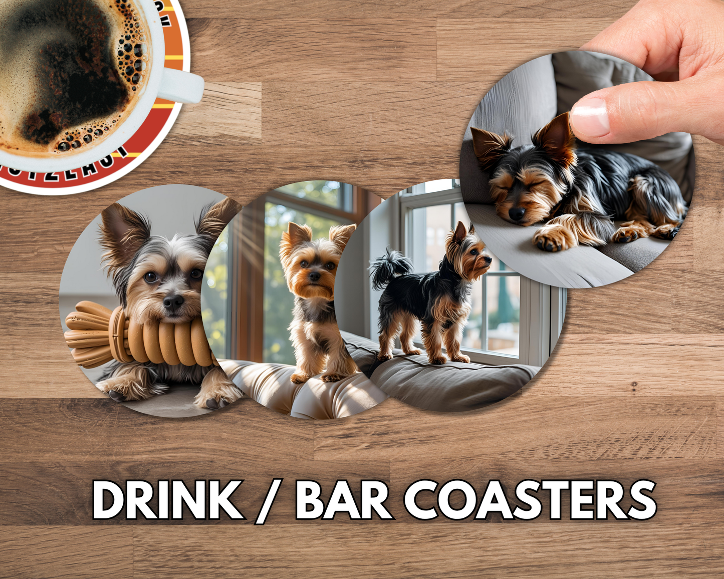 Bar / Drink Coasters - Yorkie - Set of Four