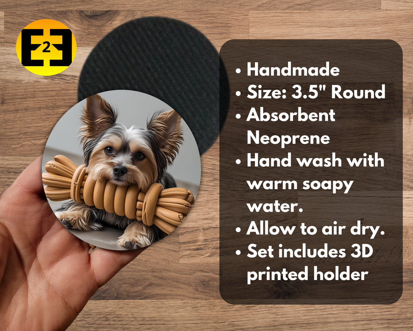 Bar / Drink Coasters - Yorkie - Set of Four