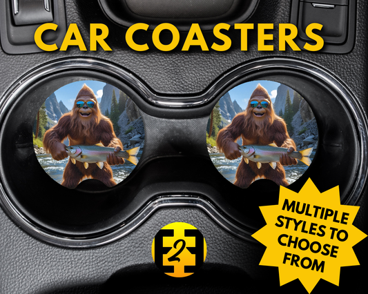 Sasquatch Fishing (Variety) - Car Coasters