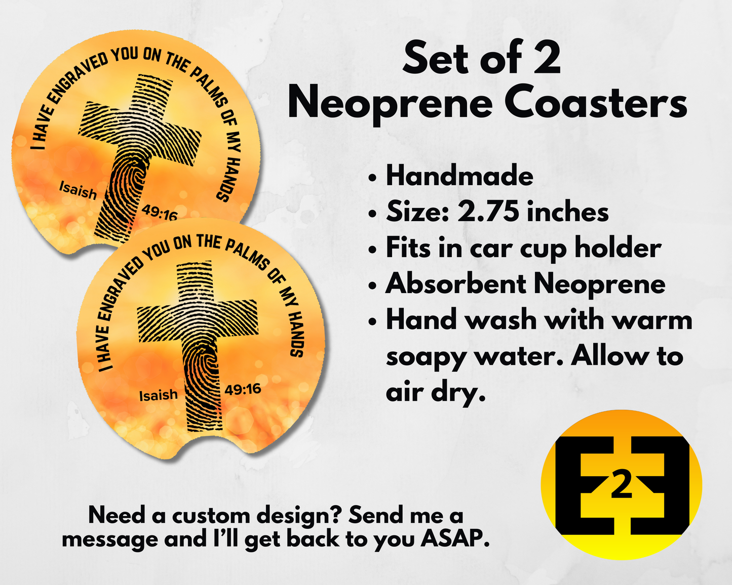 Christian faith bible verse car coaster set of 2