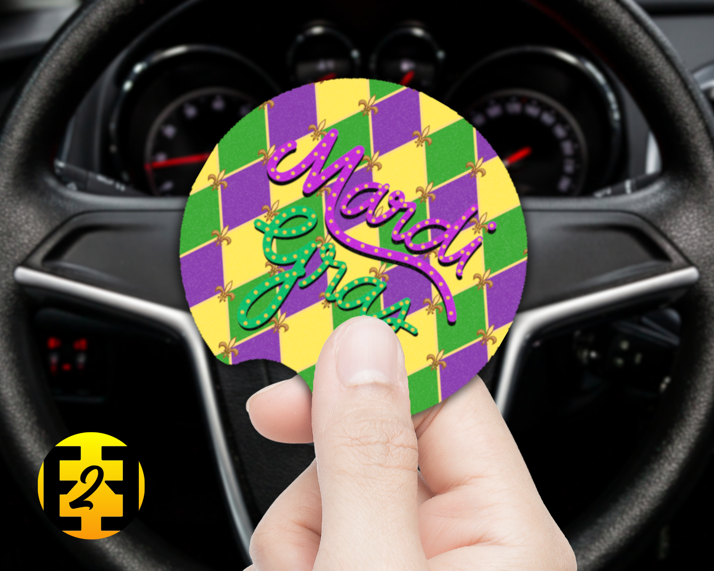 Mardi Gras Harlequin - Car Coasters
