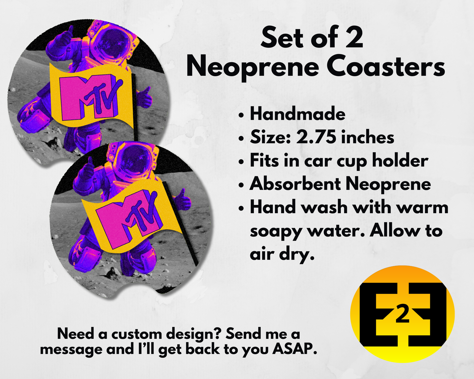 80's retro Astronaut MTV GenX car coasters