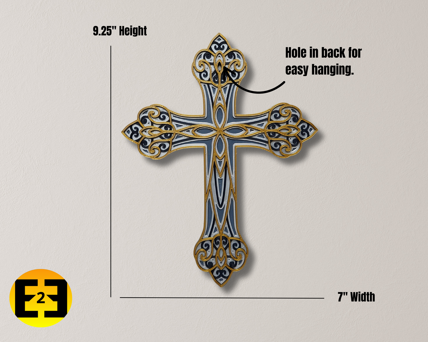 Decorative Wall Cross - 3D Print - 4 Color Design