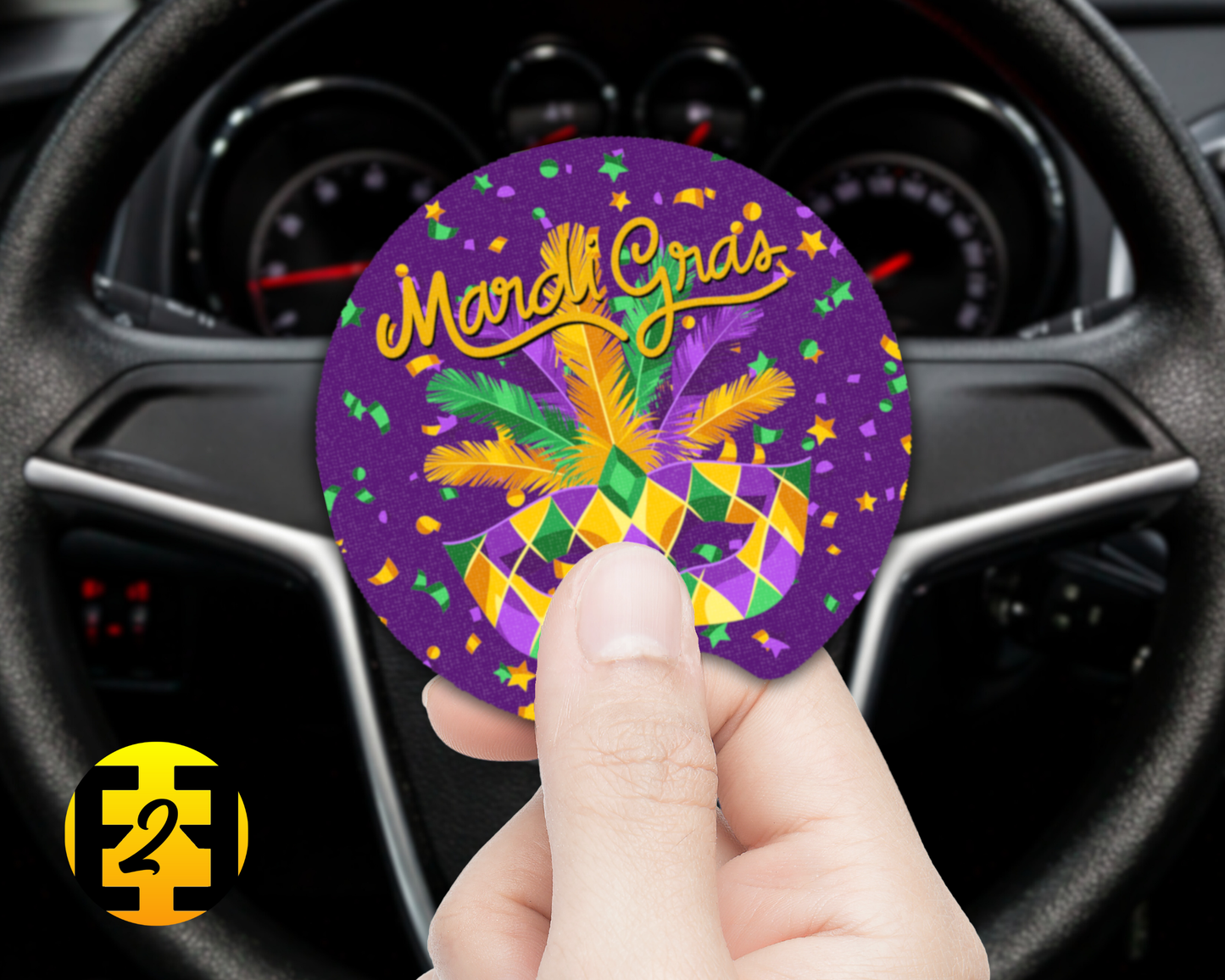 Mardi Gras Mask - Car Coasters