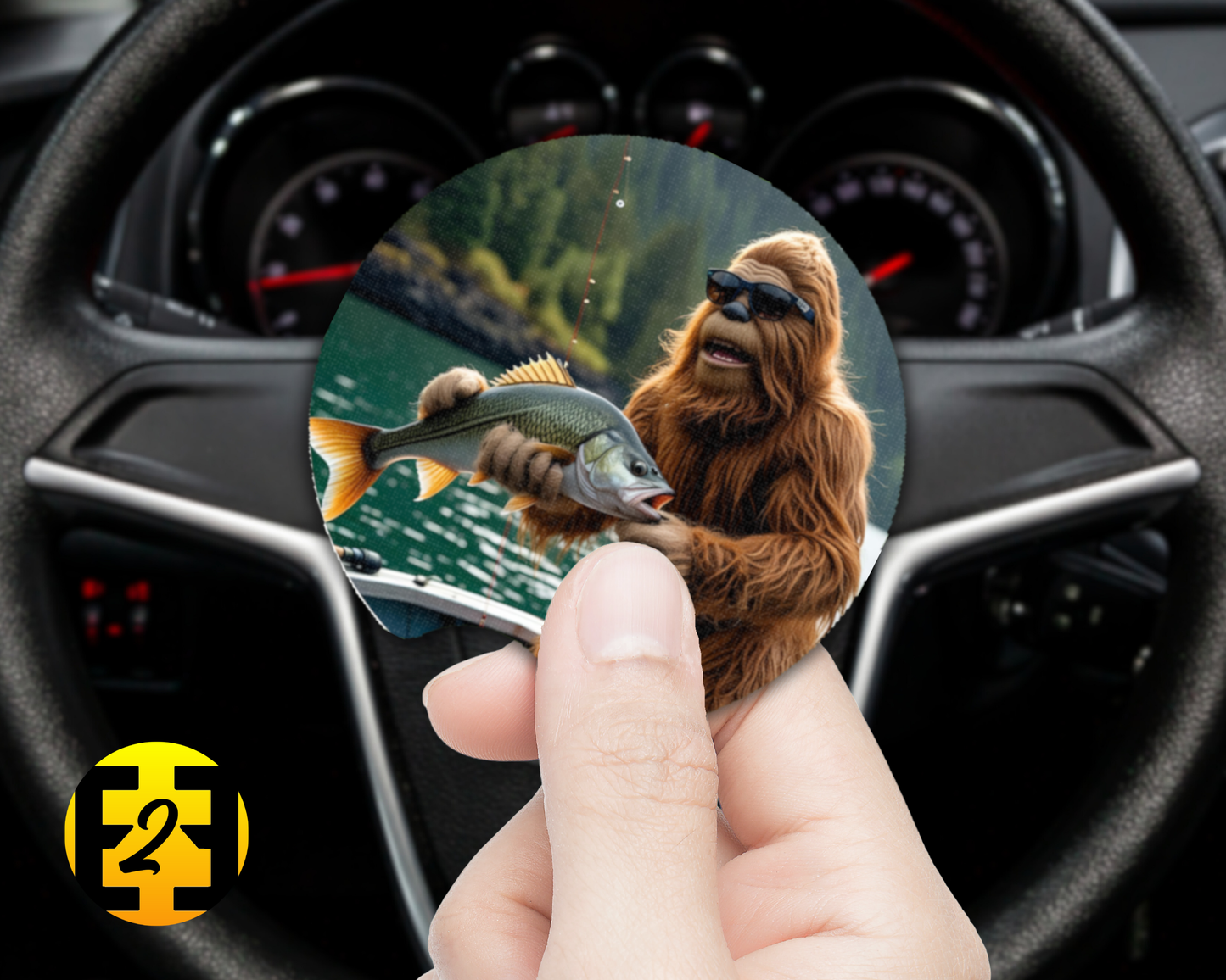 Sasquatch Fishing (Variety) - Car Coasters