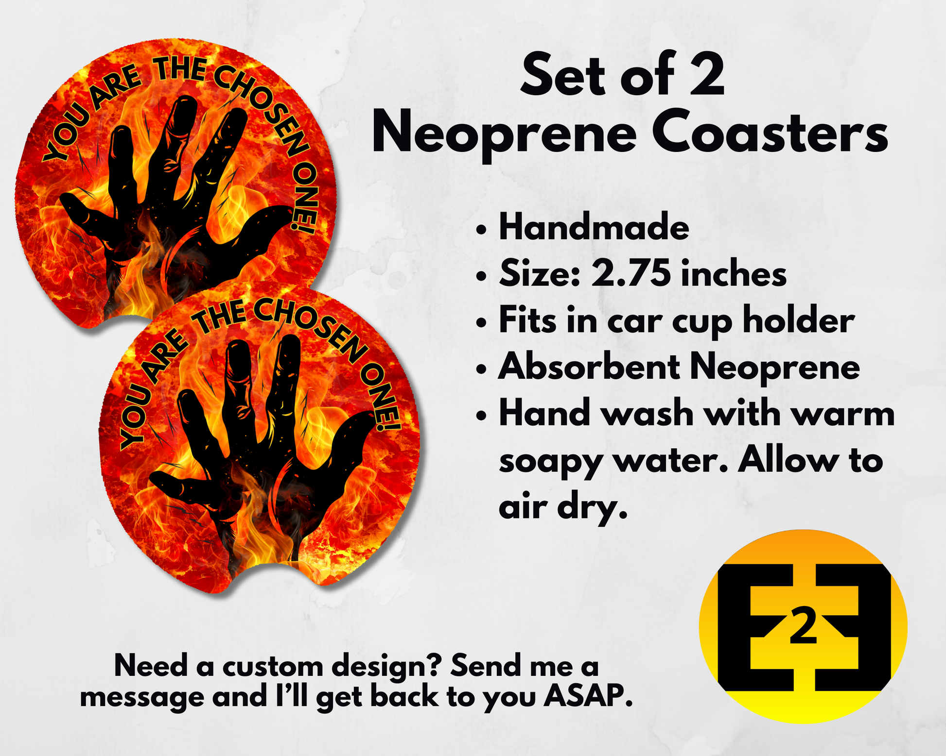 Star Wars Anakin on Mustafar chosen one car coasters set of 2