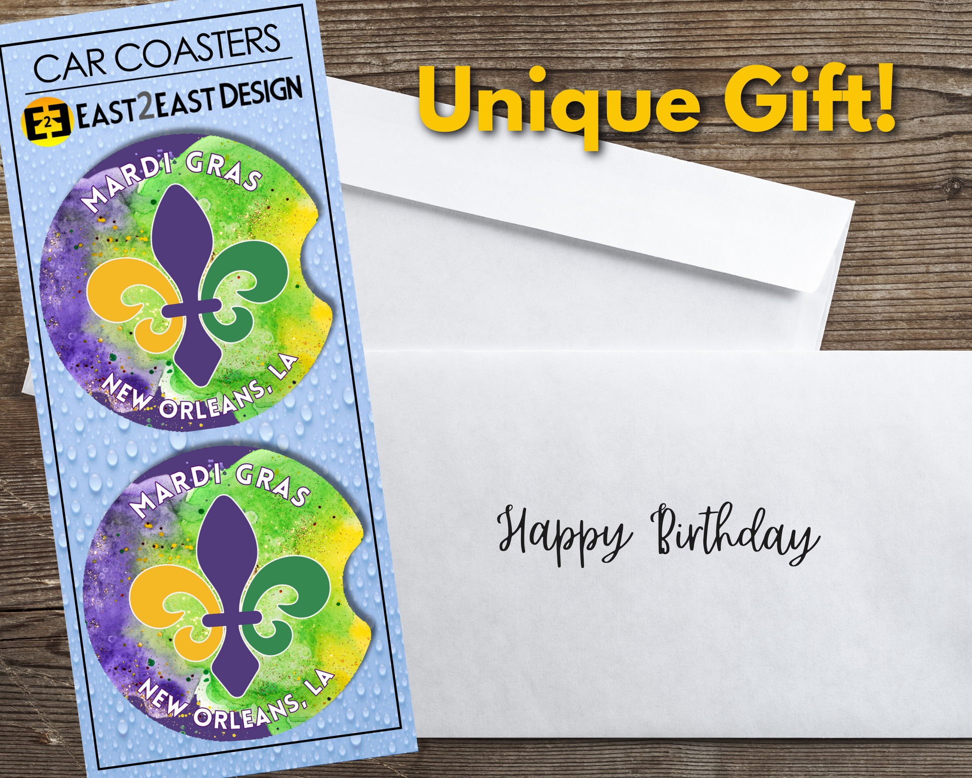 New Orleans Mardi Gras parade car coasters unique gift