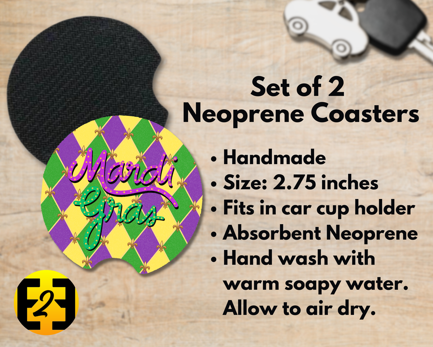 Mardi Gras Harlequin - Car Coasters