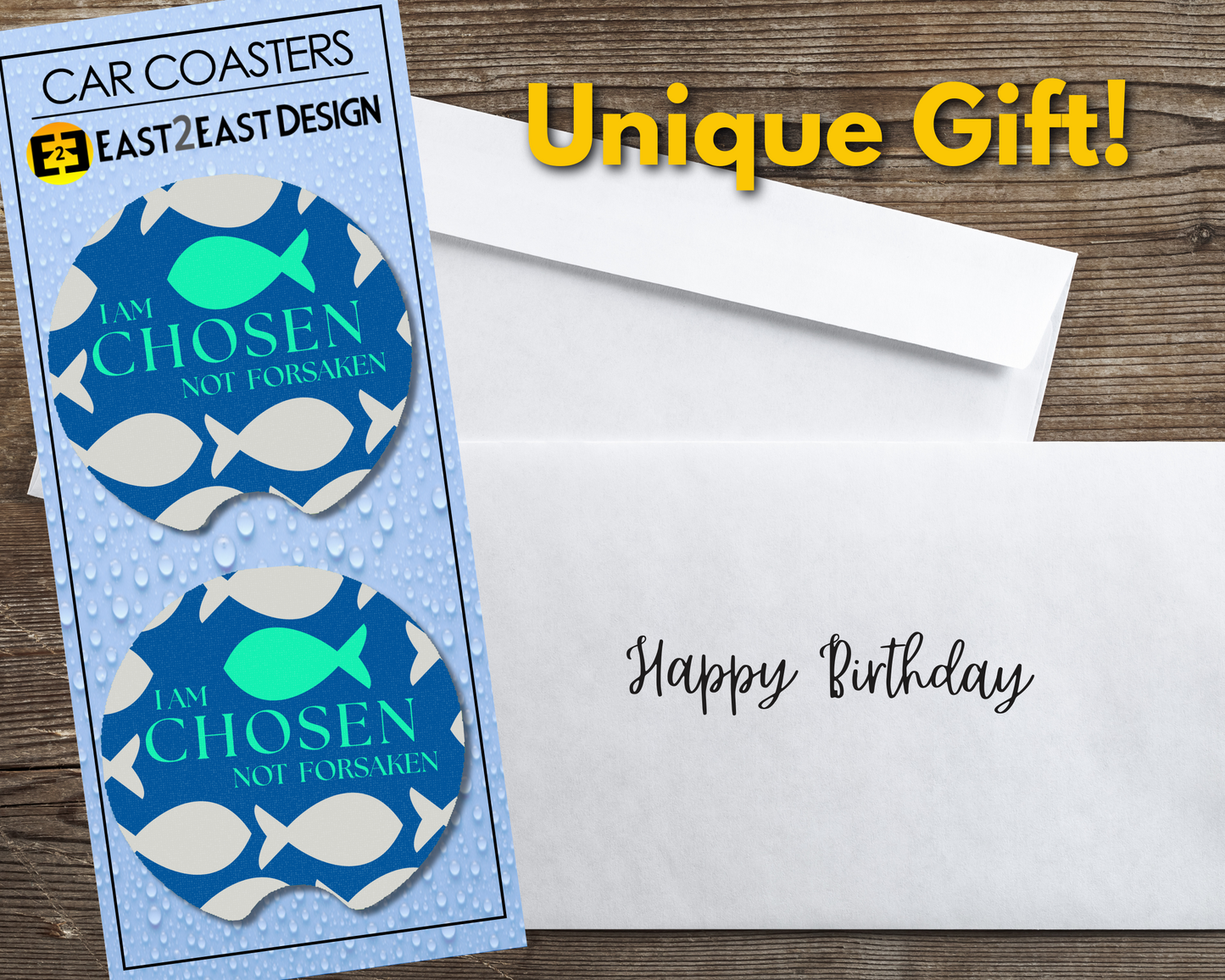 Christian chosen not forsaken car coasters unique gift