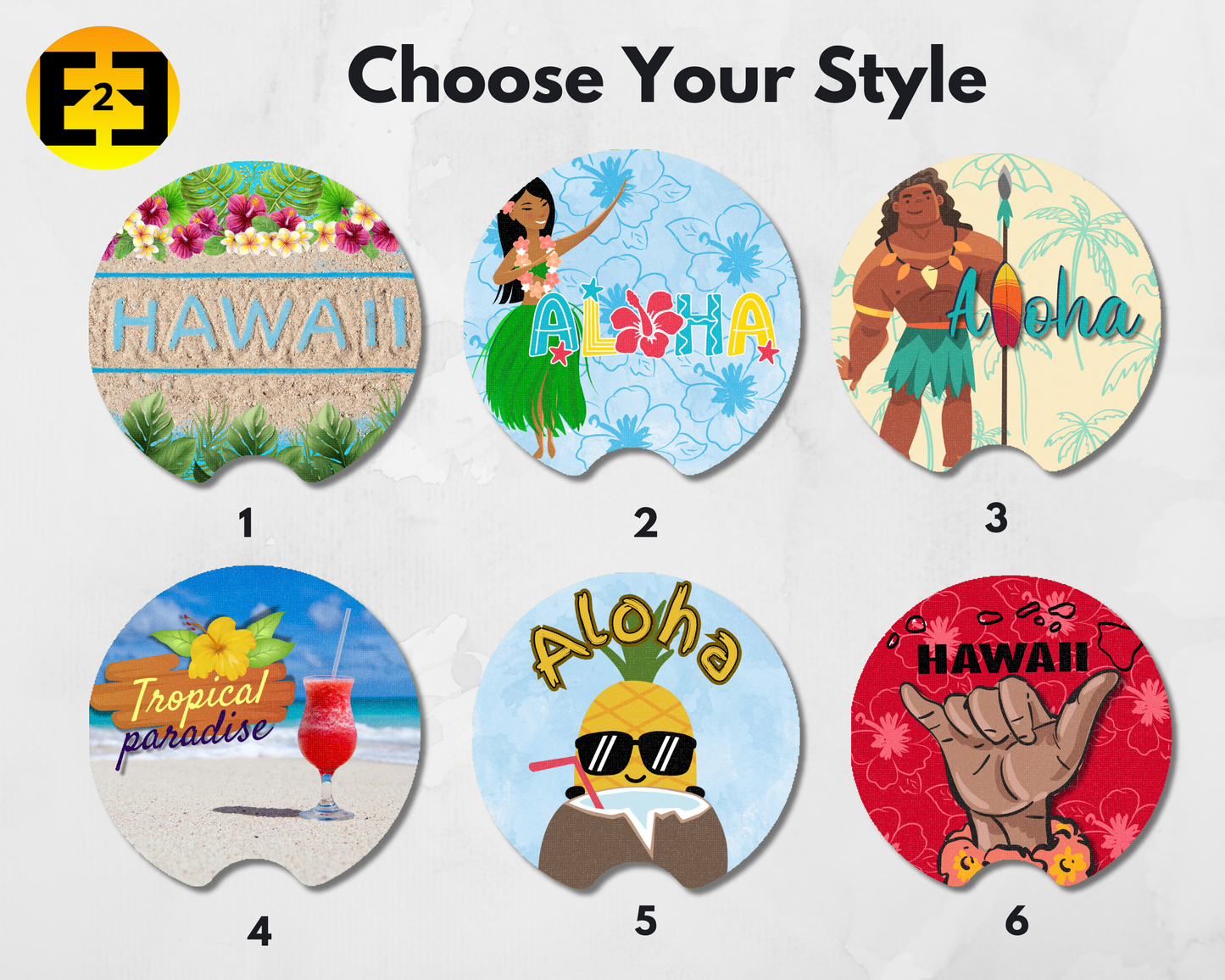 Hawaii island aloha shaka car coasters variety style