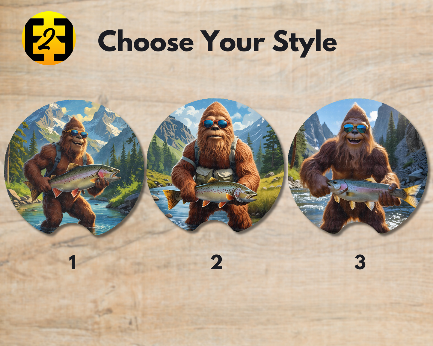Sasquatch Fishing (Variety) - Car Coasters