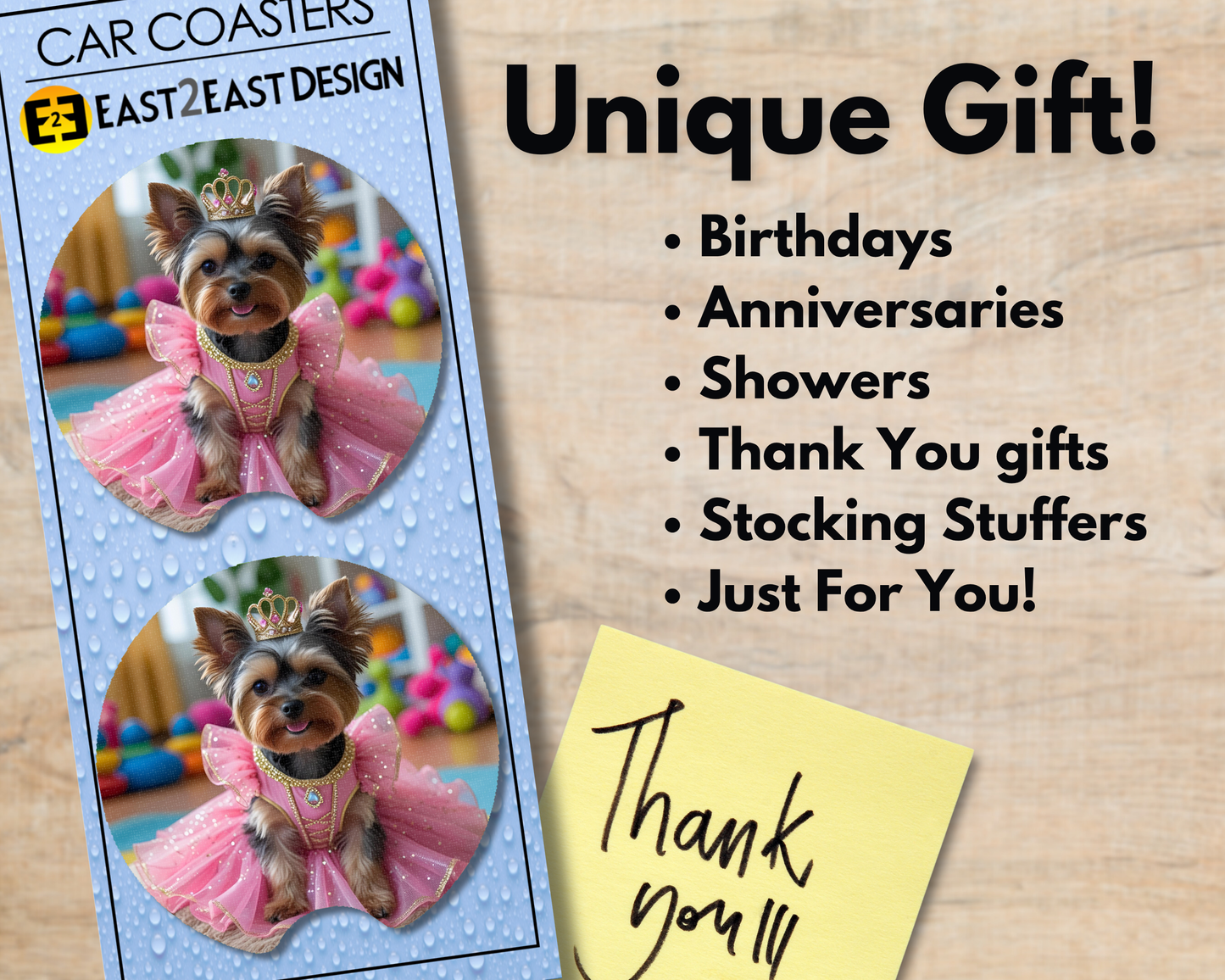 Car Coaster - Yorkie Princess (Variety)