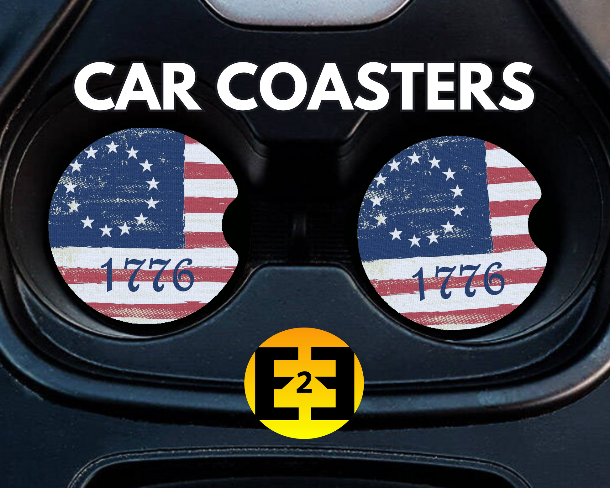 1776 Betsy Ross Flag car coasters