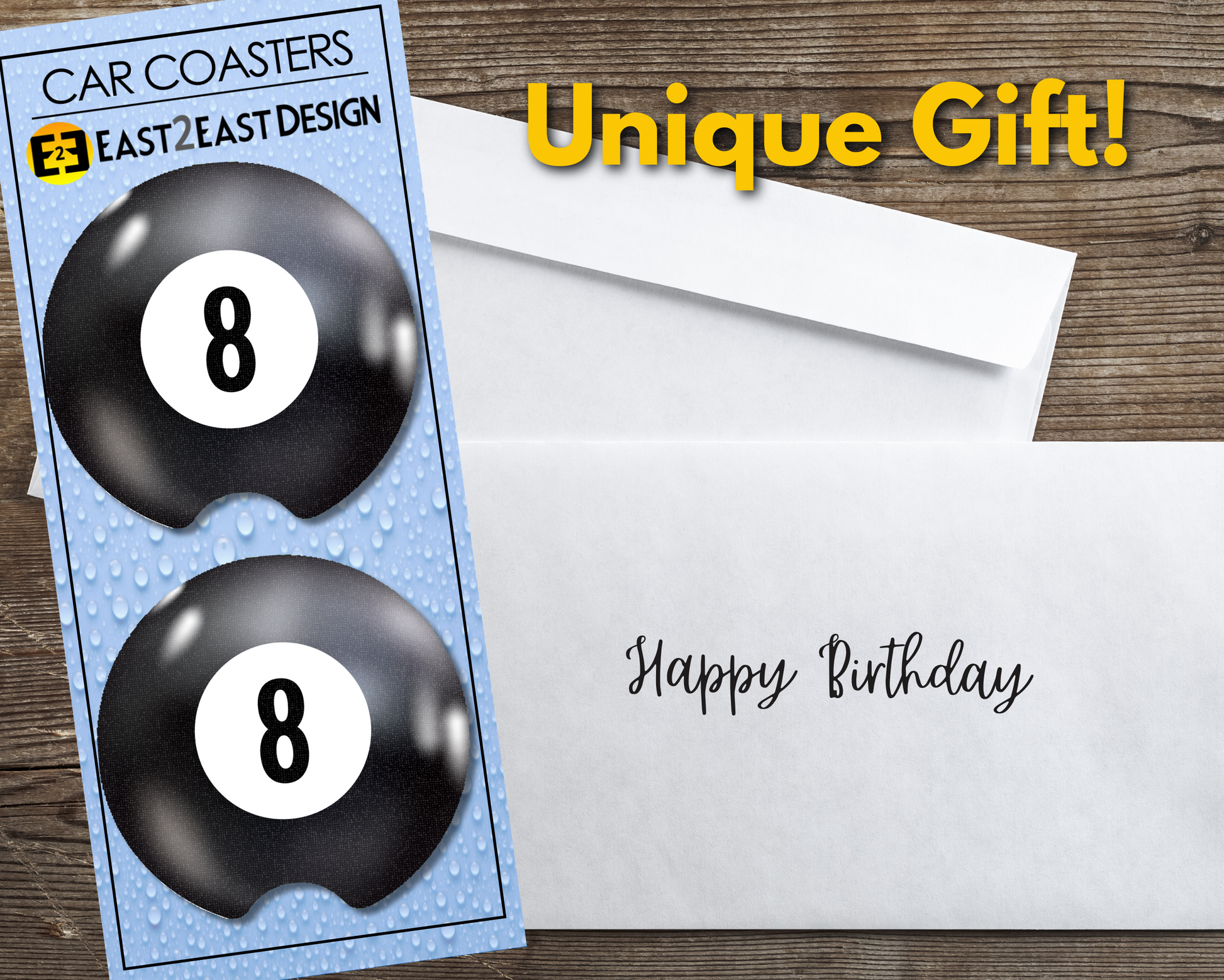 Pool 8 ball car coasters unique gift