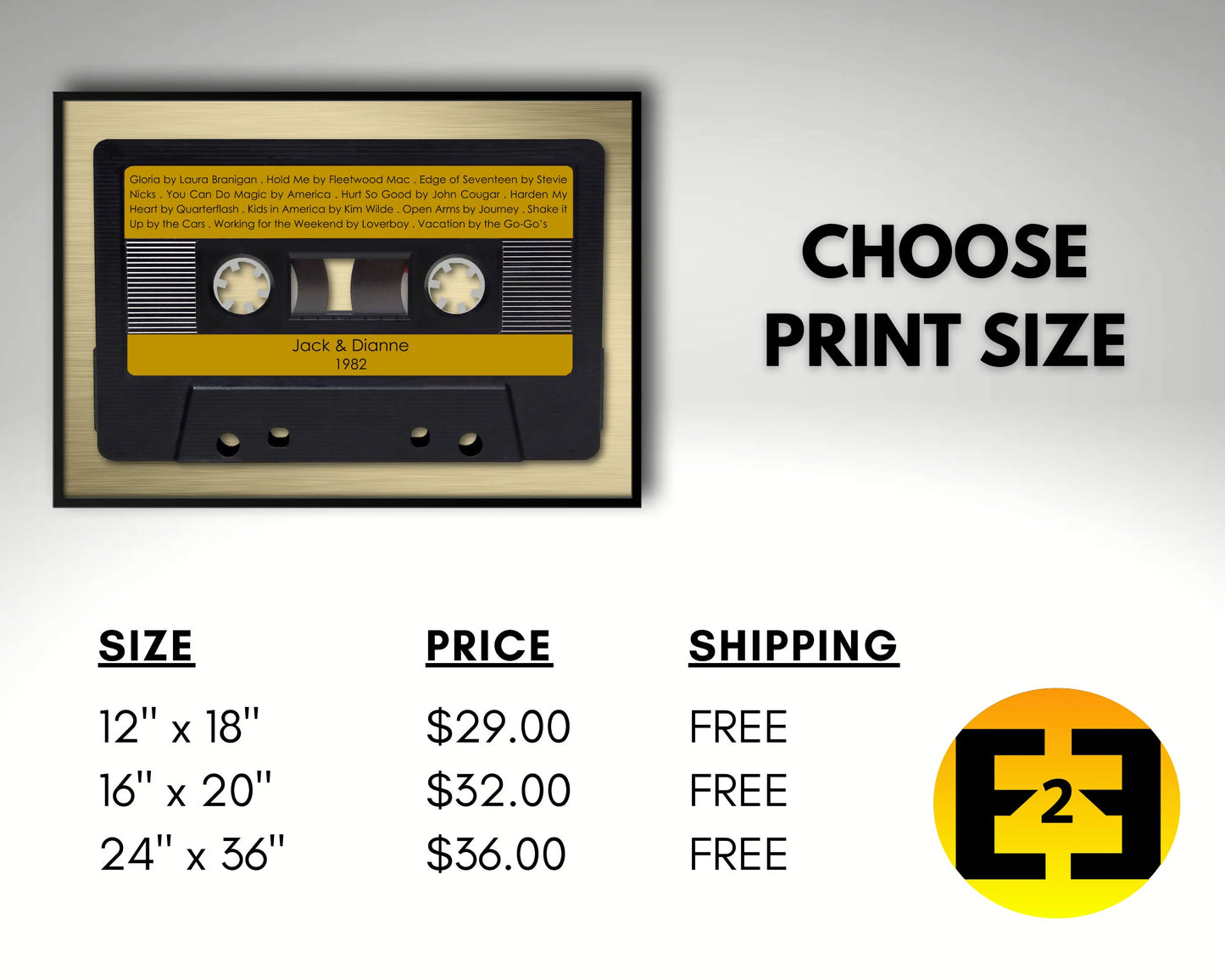 custom poster 80s retro mixed tape wall art print size