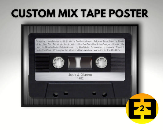 custom poster 80s retro mixed tape wall art