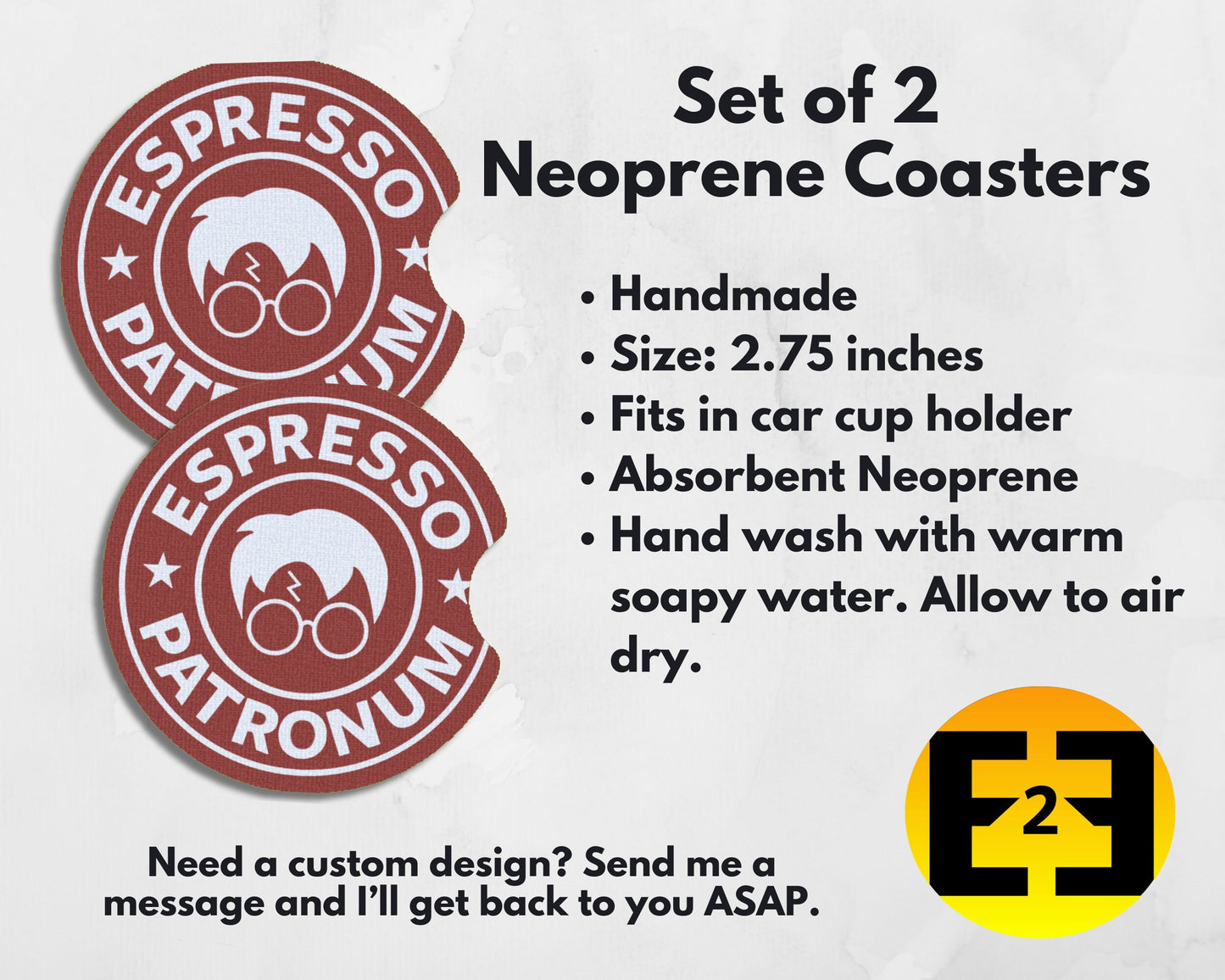 Harry Potter espresso patronum car coasters set of 2