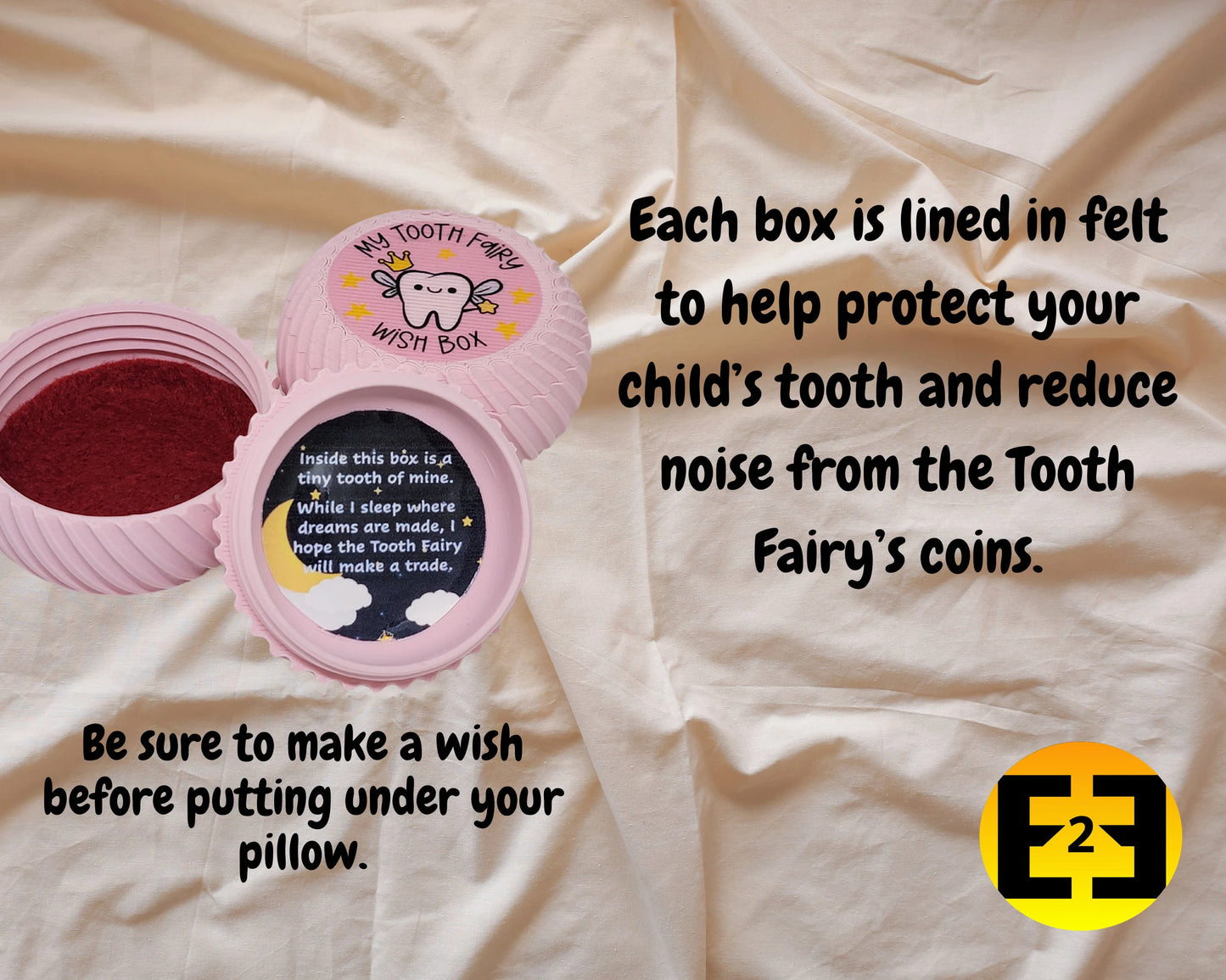 Tooth Fairy pillow wish box for kids safe closure