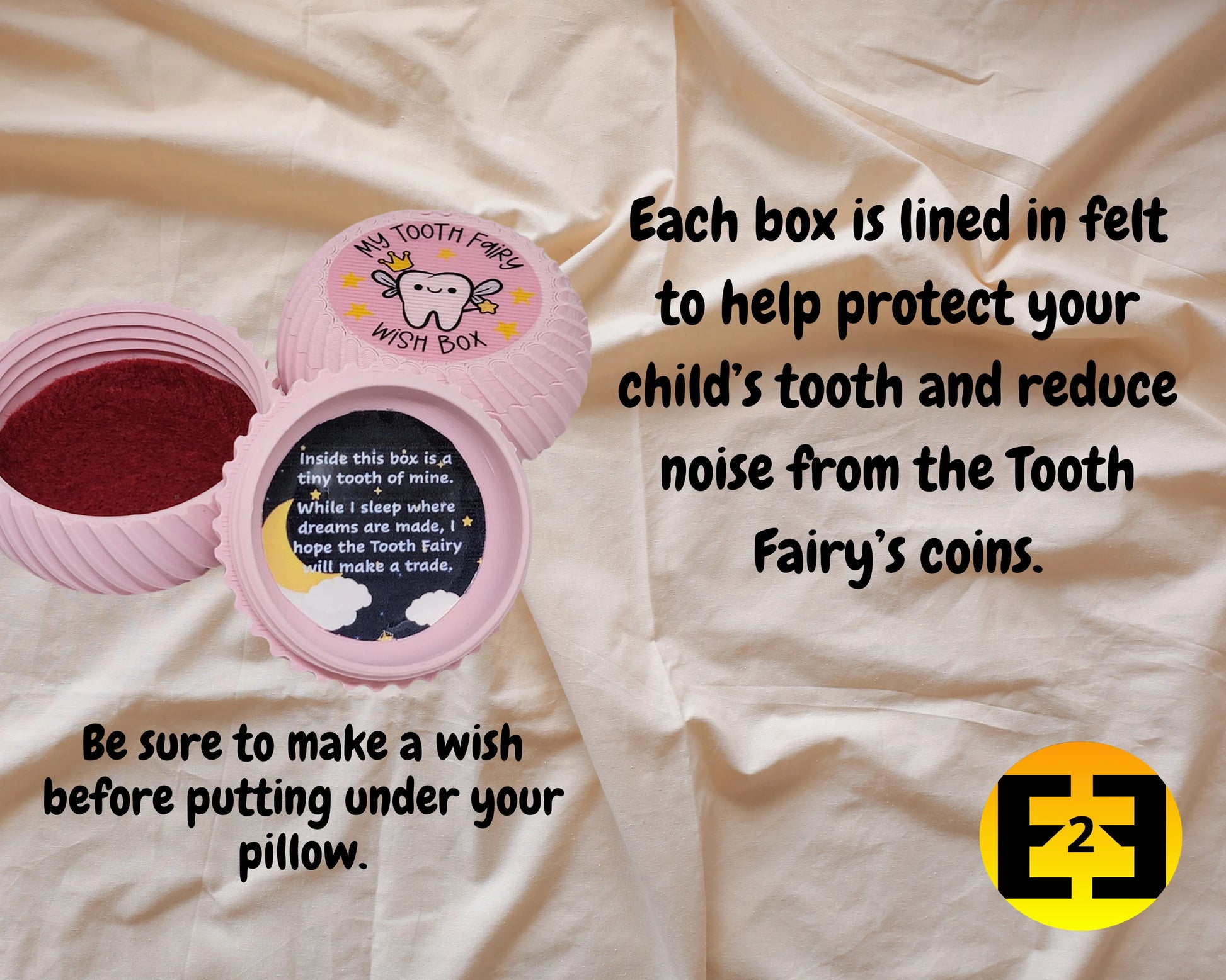Tooth Fairy pillow wish box for kids safe closure