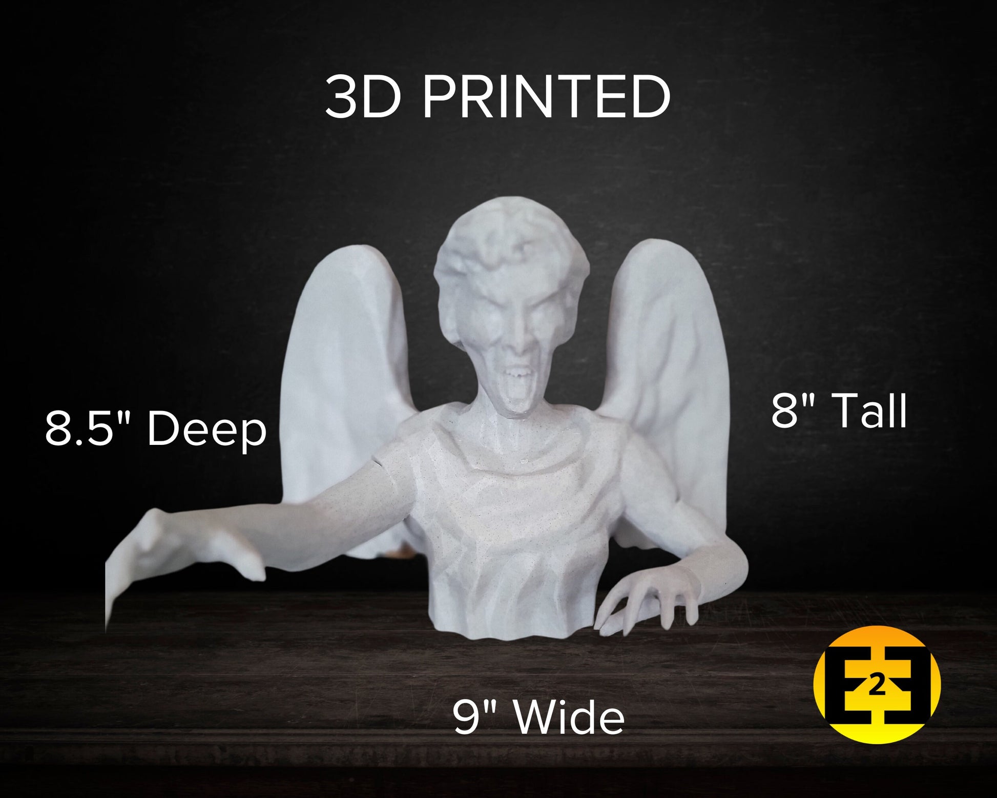 3D model Dr. Who Weeping Angel yard statue half size dimensions