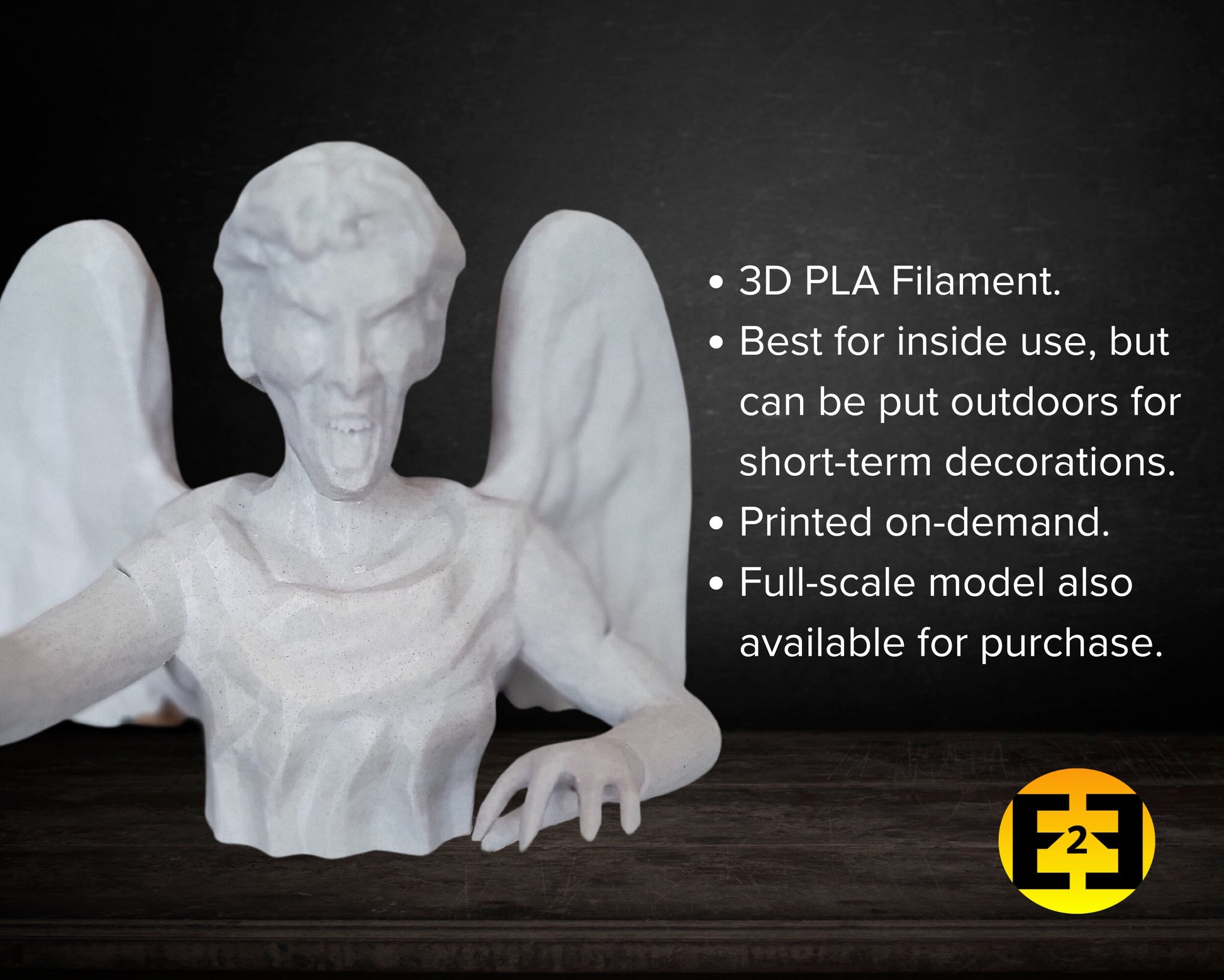 3D model Dr. Who Weeping Angel yard statue half size about