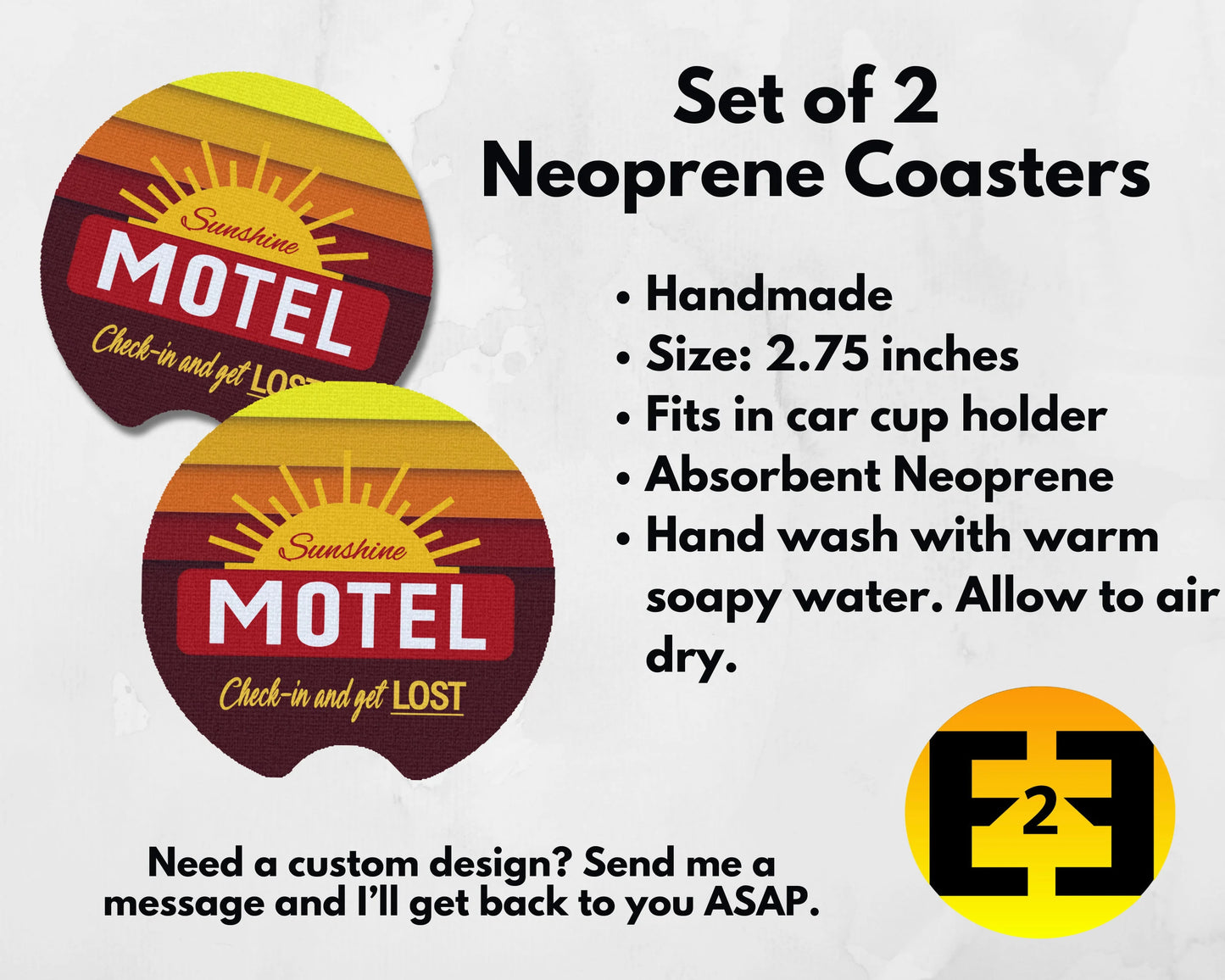 The Lost Room Sunshine Motel car coasters set of 2