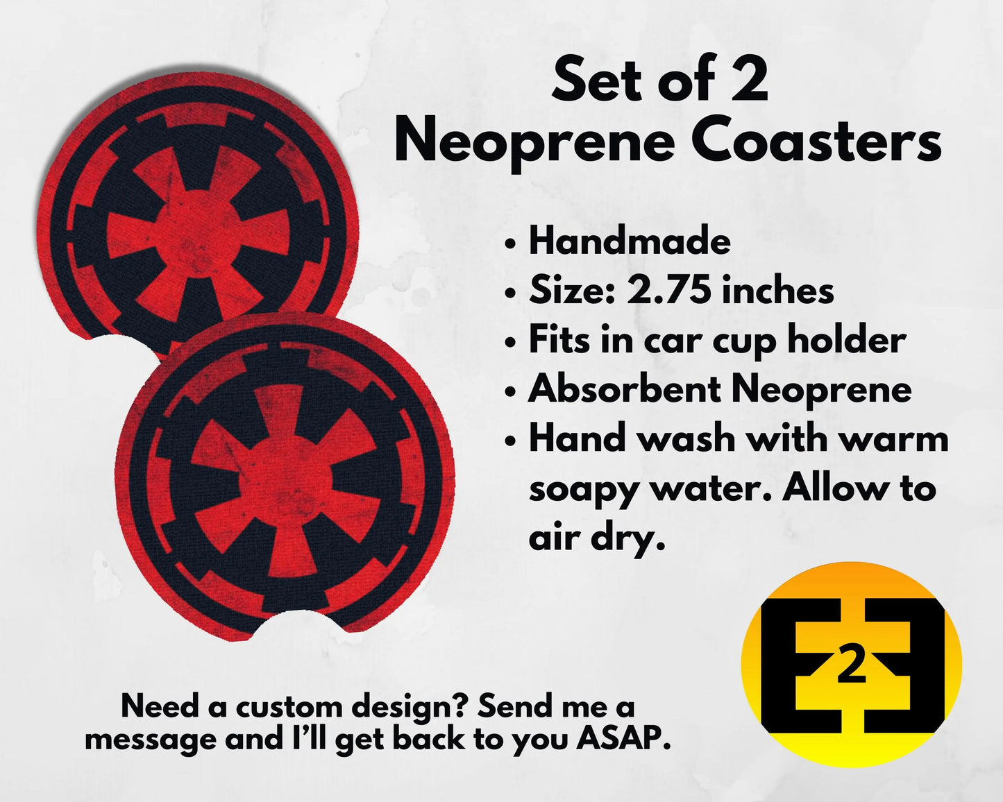 Star Wars Galactic Empire insignia car coasters set of 2