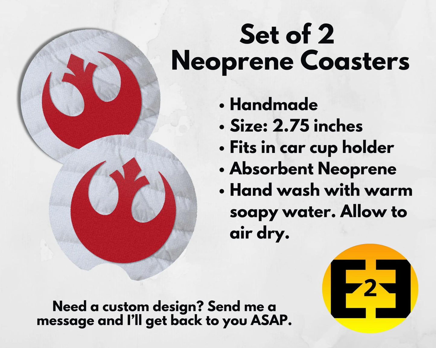 Star Wars Rebel Alliance insignia car coasters set of 2