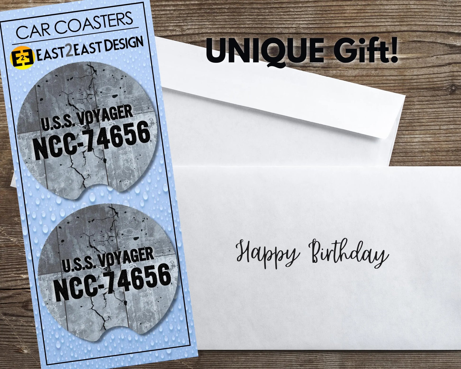 NCC-74656 Star Trek Voyager ship insignia car coasters unique gift