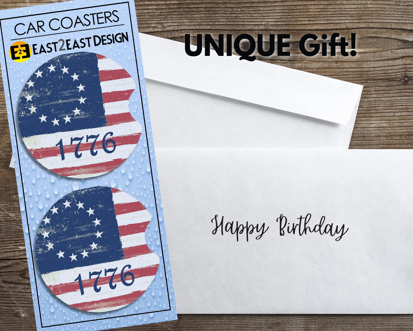 1776 Betsy Ross Flag car coasters unique gift