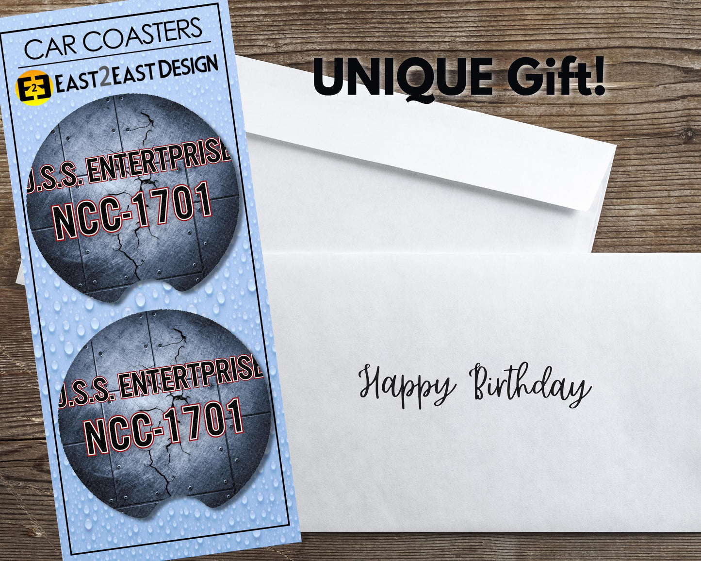 NCC-1701 Enterprise ship insignia car coasters unique gift