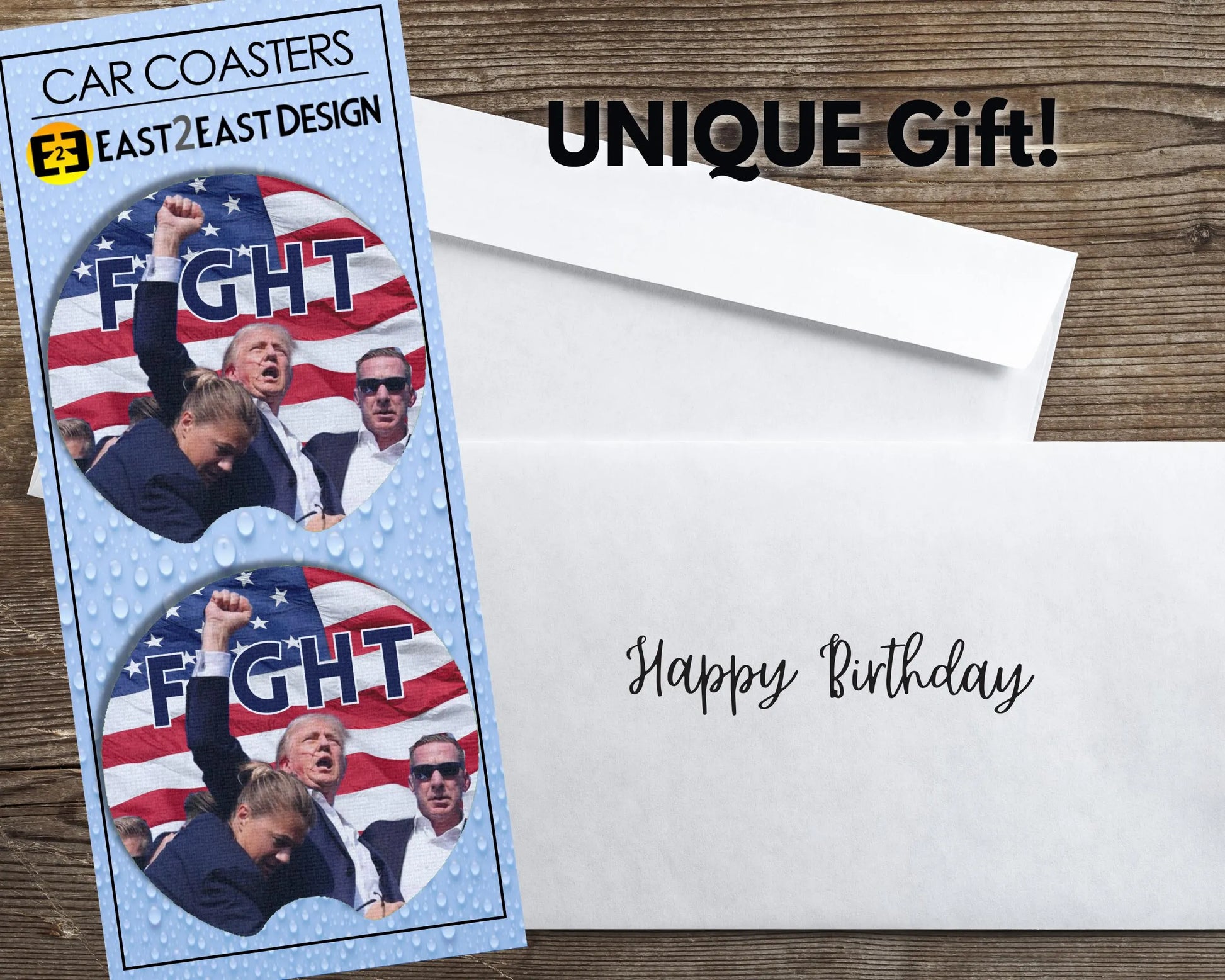 Trump FIGHT car coasters unique gift