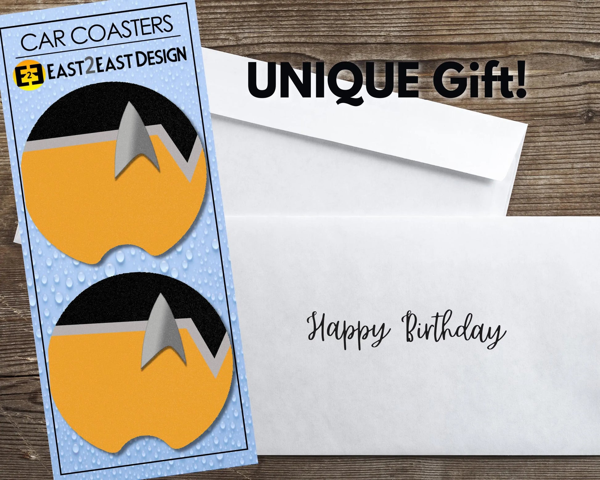 Star Trek Lower Decks uniform car coasters unique gift