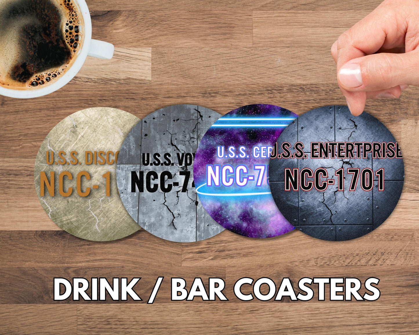 Bar / Drink Coasters - Star Trek Ships - Set of Four