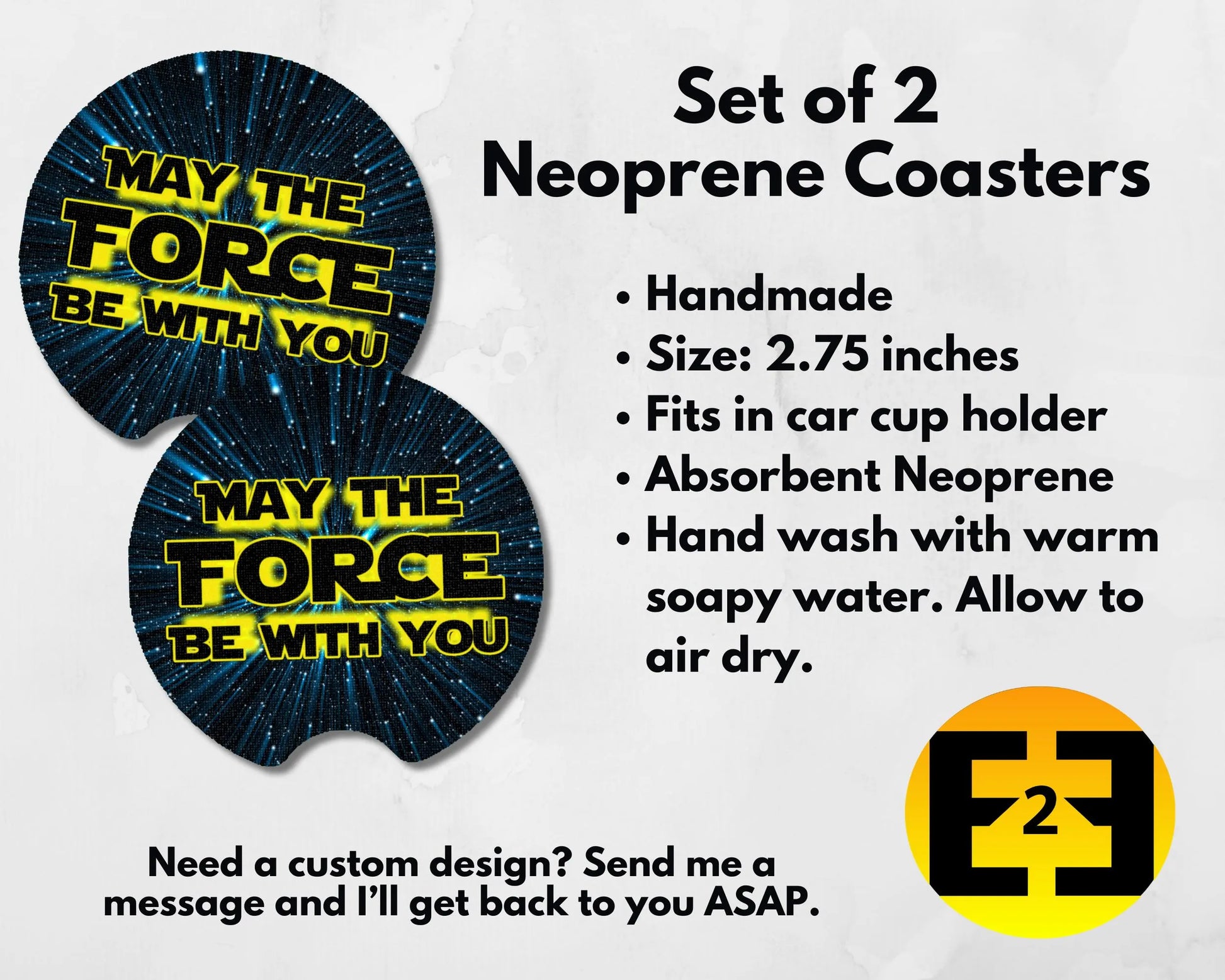 Star Wars May the Force be with you into crawl car coasters set of 2