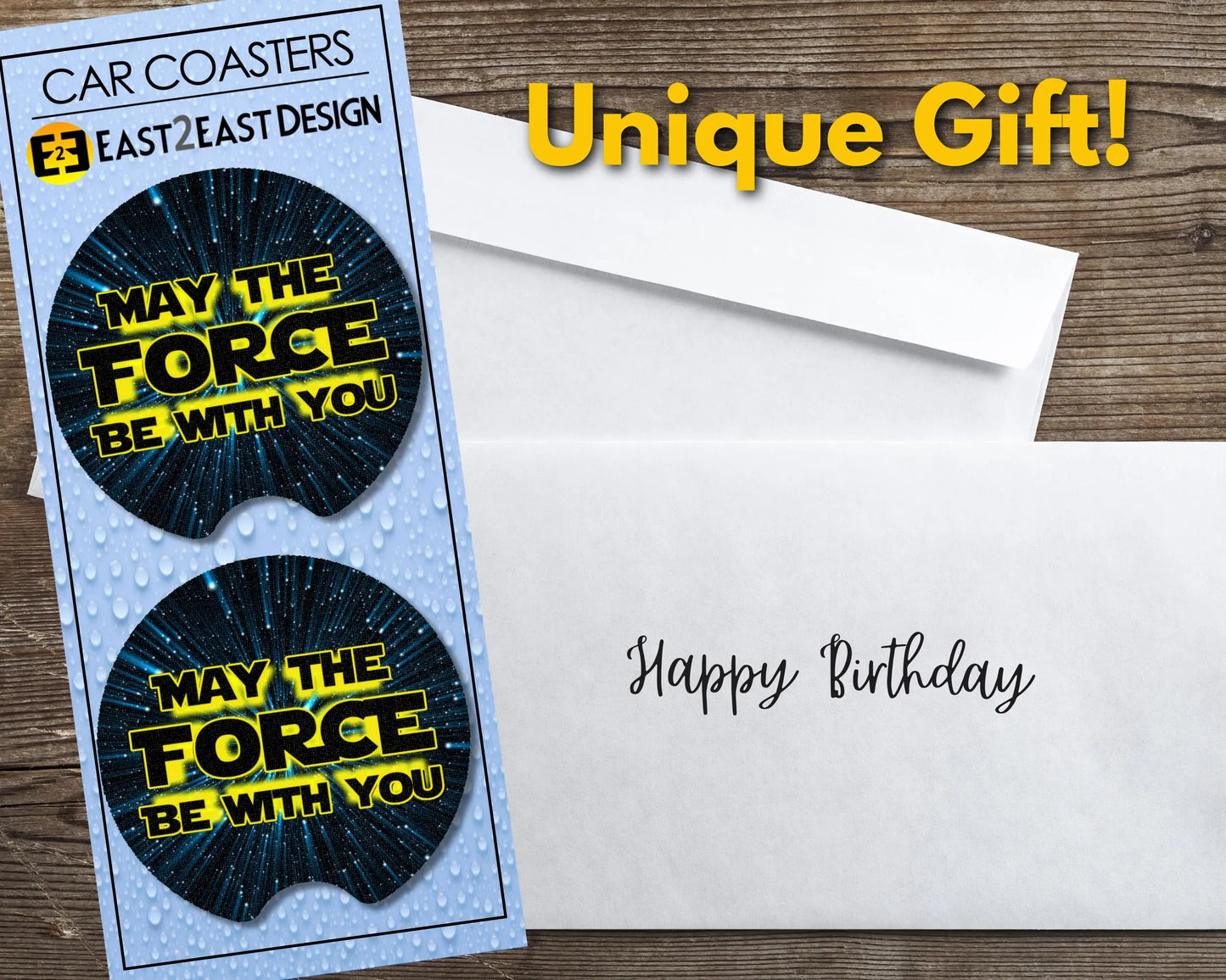 Star Wars May the Force be with you into crawl car coasters unique gift