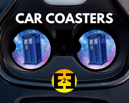 Dr. Who Tardis police box car coasters