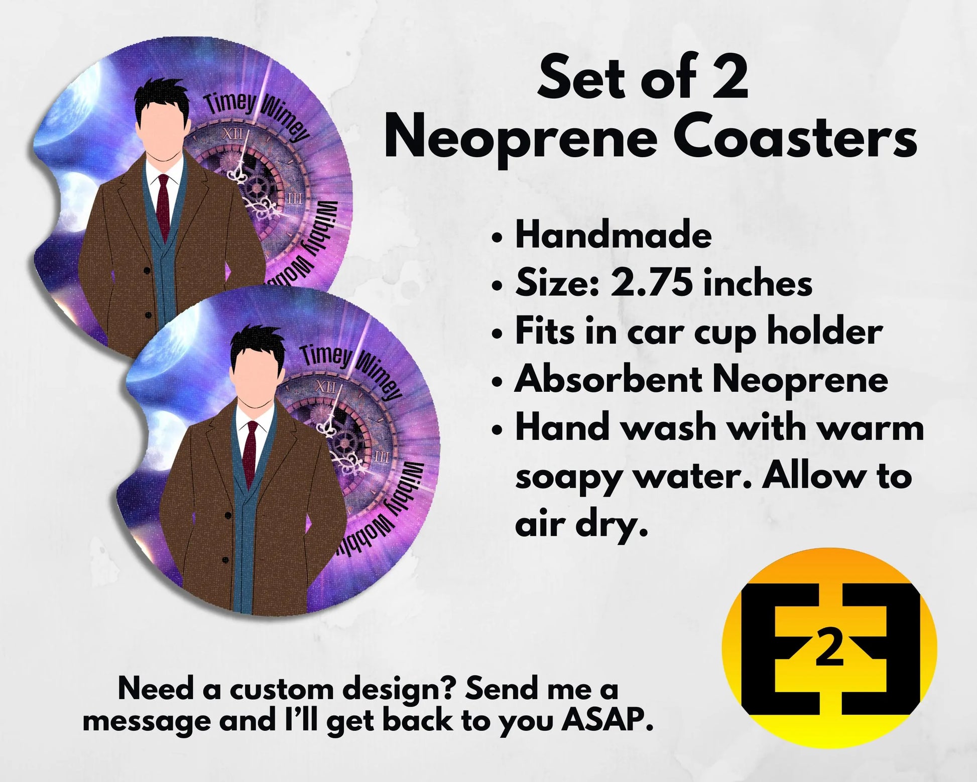 Dr Who 10th Doctor car coasters