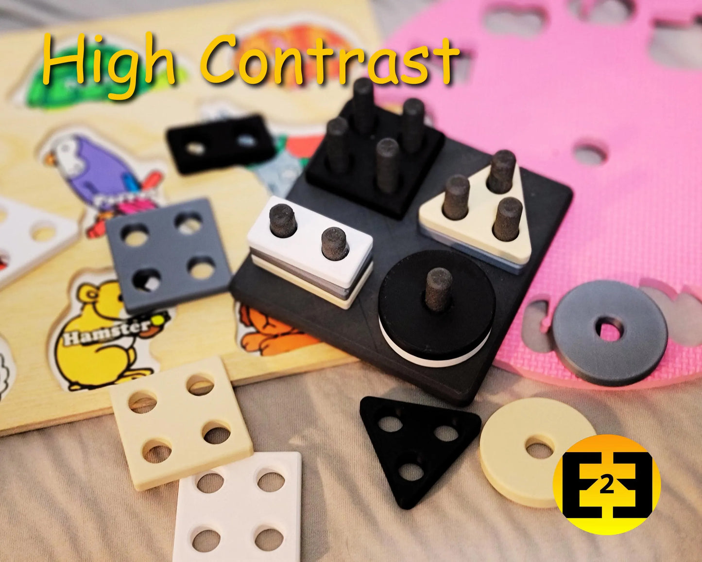 Montessori shapes stacking learning toy for children - 3D Printed high contrast