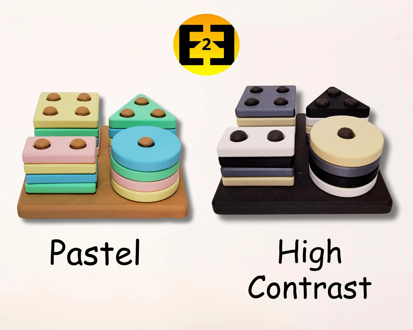 Montessori shapes stacking learning toy for children - 3D Printed pastel