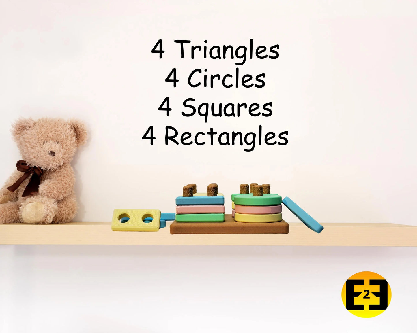 Montessori shapes stacking learning toy for children - 3D Printed high contrast