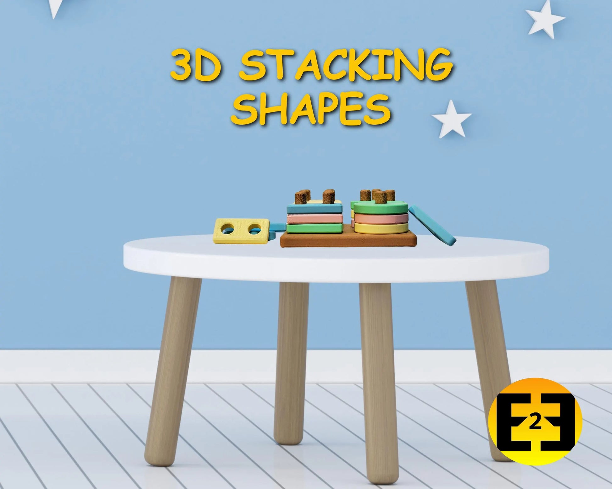 Montessori shapes stacking learning toy for children - 3D Printed